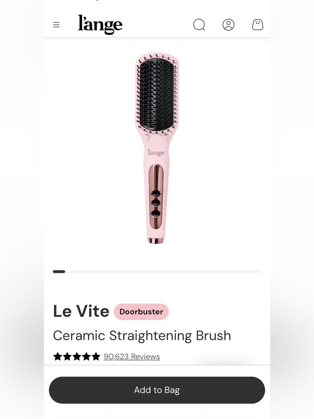 Lange Ceramic Straightening Brush — Light Pink with Black Bristles